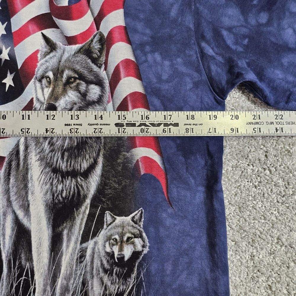 2001 VTG The Mountain American Flag Grey Wolves Tie Dye Size M T-shirt USA - Picture 6 of 7